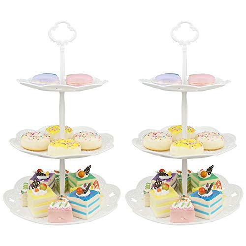 Dessert Holder. Beaded 3Tier Silver tone Swivel Server Appetizers