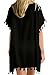Yincro Women's Chiffon Swimsuit Beach Bathing Suit Cover Ups for Swimwear (Black Tassel, Size C)