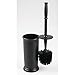 mDesign Plastic Compact Toilet Bowl Brush, Round Slim Wastebasket, Garbage Can/Recycling Bin Combo - Bathroom Cleaning/Storage, Holds Tissue, Cotton Balls, Trash, Hyde Collection, Set of 2, Black