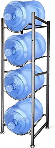 SKY-TOUCH Water Bottle Storage Stand, 4 Tier Water Bottle Holder, 18.9 L Heavy Duty Water Jug Rack for Kitchen Home and Office Easy To Assemble Black