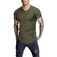Lealac Mens Western Casual Hipster Hip Hop Basic Lightweight Jersey T Shirt NewL285-151 Army Green M