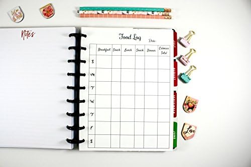 Food Log Inserts for 9-Disc Classic Happy Planner, Classic Happy Planner Nutrition Planner, Pre-punched Planner Inserts, Pre-punched Food Log