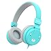 Wotmic Kids Headphones, Wired Headset Foldable Children On Ear Headphones with Adjustable Headband, Stereo Sound,3.5mm Jack for iPad Cellphones Airplane School-Blue