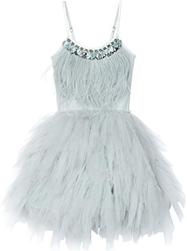 YaphetS Sequins Diamonds Swan Feather Princess Party Girls Dress Sundress Summer Tutu Kids Dresses