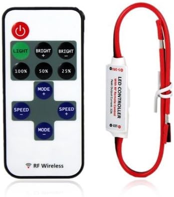Mini LED Controller Dimmer with RF Wireless Remote Control DC 5~24V 12A by kiki mall