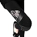 Women Black Lace Floral Mesh Sheer Leather Inset Footless Legging Pant