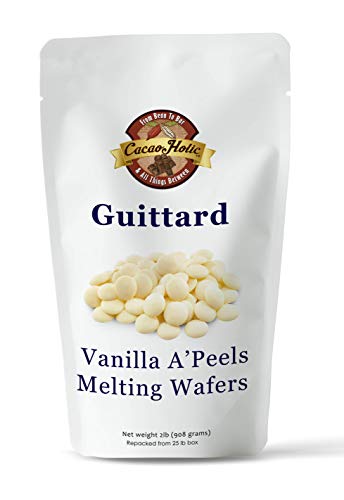 Guittard A'Peels Vanilla White Chocolate Wafers Melting Chocolate | Cacaoholic Resealable Stand Up Pouch | 2 Pound