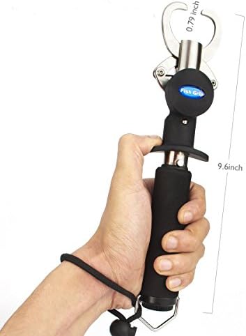iwolkon Portable Fish Lip Grabber Gripper Grip Tool Fish Holder Stainless Steel Fishing Tackle Clip Fish Holder Knife w/ Scale Ruler body suitable for both freshwater and saltwater use