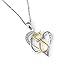 Sterling Silver Lucky Cat Pendant Two-tone Love Heart Necklace 18