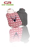 Hot Water Bottle with Cover - Knit Gray - Stays Warm All Night & Eases Back Pain -Thermoplastic 2L