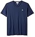 Lacoste Men's Short Sleeve V Neck Pima Jersey Shirt T-Shirt, TH6710, Navy Blue, Medium
