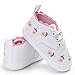 LNGRY Newborn Baby Girls Floral Crib Shoes Soft Sole Anti-Slip Canvas Sneakers (White, 6-12 Months)