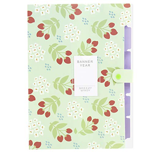 Skydue Floral Printed Accordion Document File Folder Expanding Letter Organizer (Green)
