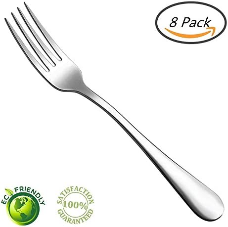 Dinner Forks Stainless Steel Set of 8 Dessert Salad 18/10 Heavy Duty Kitchen Tableware Silverware Sterling Solid Metal Restaurant Dining 8 inch Steak Modern Design appetizers