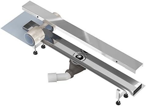 High Gloss Polished Shower Drain Channel Made of Stainless Steel | NORDONA® Complete Basic HG with Hair Filter | Length: 60 cm | Incl. Cover, Design: Classic (Polished) | Wirquin 360° Waste Trap