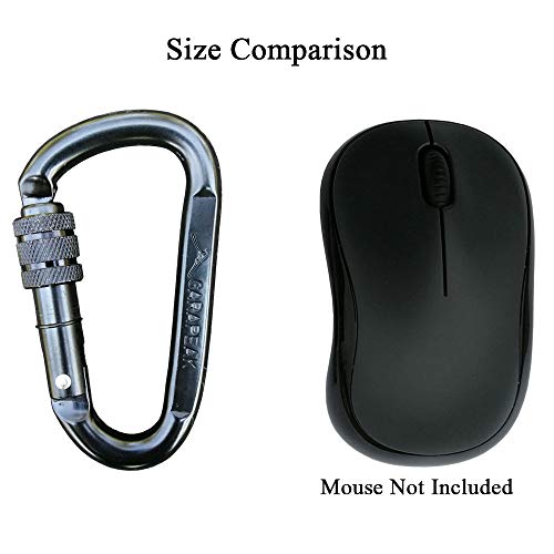 CARAPEAK 30kN Heavy Duty Screwgate Locking Snag-Free 4 Pack Set D Shape Carabiner, Strong Steel Clip for Gym, Hammock, Hunting Black
