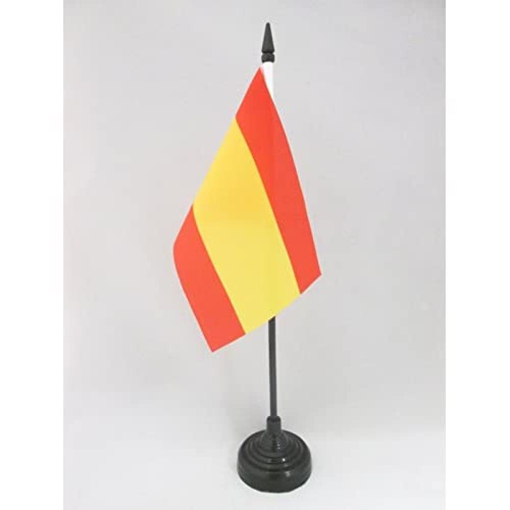 AZ FLAG - Spain without arms Table Flag 4'' x 6'' - Spanish civil Office Mini Banner 100% Polyester 15 x 10 cm - Mini Desk Flag with 10'' Pole and Black Plastic Base