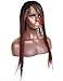 BLUPLE Ombre Wine Red Micro Braided Lace Front Wigs Dark Roots Burgundy Synthetic Heat Resistant Hair Braiding Styles 2 Tone 1B 99J Lace Wig for Black Women (24 inches, Micro Braided,T1B/Wine Red)
