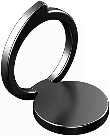 Stylish Universal Mobile Cell Phone Finger Ring Loop Stand Holder Zinc Alloy Metal Grip Kickstand for iPhone Galaxy Samsung Nokia Smartphones Attachable to Car Mount Magnet 360 degree Rotation (black)
