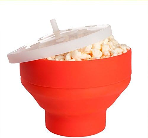 Seluna Seluna Microwave Popcorn Popper, Foldable Hot Air Popcorn Maker, Collapsible Silicone Bowl, Healthy Machine No Oil Needed, BPA PVC Free With Lid (Red)