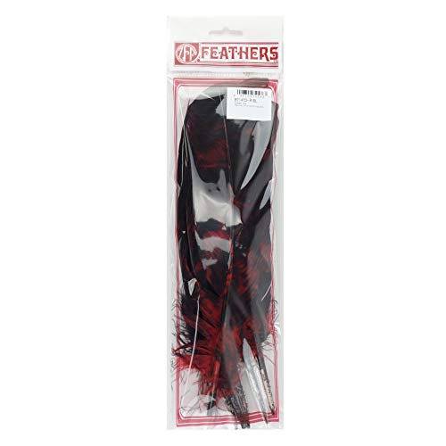 Zucker 6 pc Tie Dye Turkey Feathers Craft Supplies, Headdress/Dream Catcher - 10-12 inch - Red and Black
