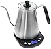 Electric Gooseneck Kettle with Variable Temperature Control - 1L Electric Teapot Drip Kettle with Digital Base - Stainless Steel Coffee Kettle and Electric Pour Over Tea Pot