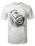 URBANCREWS Mens Hipster Hip Hop Roll of Money T-shirt WHITE MEDIUM