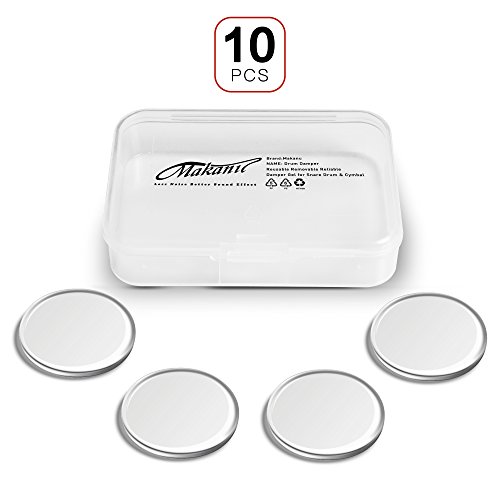 Makanu Drum Dampeners big 10 Pieces with plastic case clear damper gel pads drum head dampeners with box Non-toxic soft drum damper Tone Control for your drum