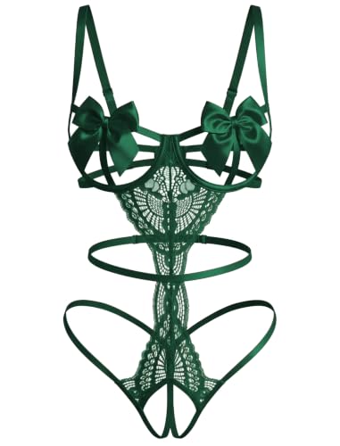 Women Sexy Lingeries Lace Teddy Bodysuit One Piece Lingerie Babydoll Green at Amazon