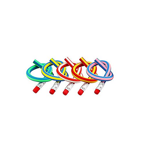Multi Colored Striped Magic Bendy Pencil With Eraser, 7 Inches Long, Soft Novelty Pencil For Kids Students Gift - Great Fun To Play With!! Pack Of 40 - Thumbnail 2