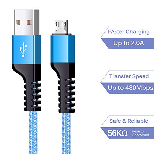 Android Phone Wall Charger Car Adapter Micro Cable Set, Amtobo Fast Charging Plug Cube Car Charger Flush Fit with 2-Pack USB Micro Cord Compatible for Samsung Galaxy S7 S6 Edage, HTC, Kindle, PS4, MP3