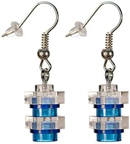 Blue Lego Dangle Earrings - Two Tier