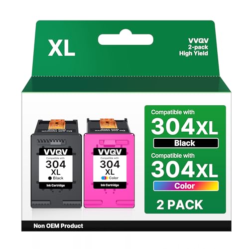 VVQV 304 XL Printer Cartridges Multipack 304XL Replacement for HP 304 Printer Cartridges Black and Colour for HP Envy 5000 5030 5010 5020 5032 5020 for HP Deskjet 3750 2630 2620 2622 3720 3730 3730 3760 376762 cm