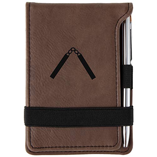Nunchucks Engraved Leather Personalized Mini Notepad With Pen - Thumbnail 2