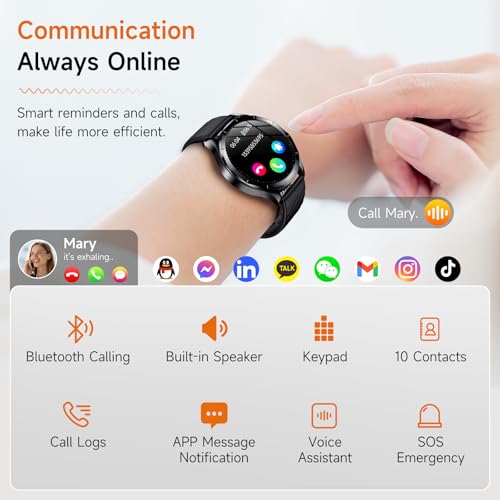 2026 Smart Watch for Men with Blood Pressure/ECG/Sleep Monitor,1.43"AMOLED Fitness Tracker with Bluetooth Calls/SOS Button, 24/7 Heart Rate/Body Temperature/SpO2,Waterproof Watch for Android iOS