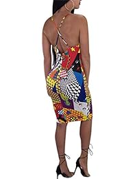 Vestido de verano para mujer con tirantes de espagueti sexy, cuello en V, arcoíris, rayas, bodycon