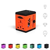 #1 Rated Travel Adapter and Charger - USB Charging Ports - Super Fast Charging - All International Standard Cell Phone/Desktop/Laptop/Touch Screen Tablet/Computer/GPS Chargers - Pumpkin Orange