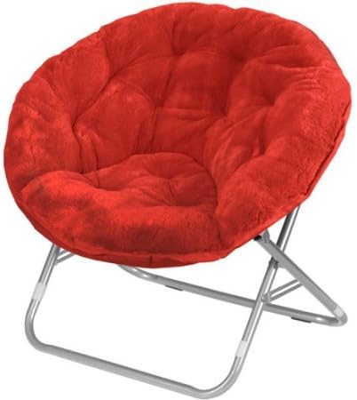 Moon Saucer Chairs for Kids Teens Adults Faux Fur Folding Padded Portable Gaming Chair Bundle Includes 2 in 1 Stylus Pen from Designer Home (Red)