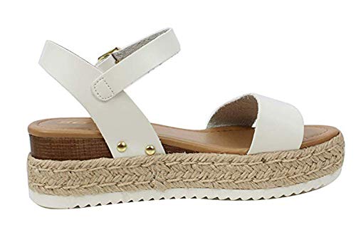 Ecolley Casual Sandals for Women Sexy Plain Ankle Strap Open Toe Espadrille Platform Size 42 - Thumbnail 5