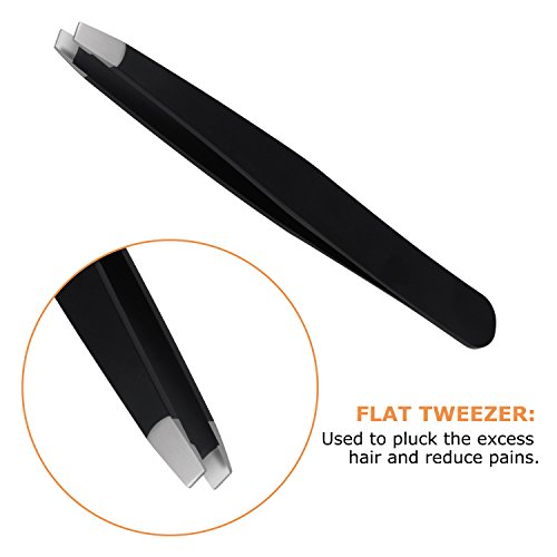 Ameauty Tweezers Set, 3 Pcs Slant Flat Pointed Professional Stainless Steel Tip Tweezers with Travel Case, Best Precision Eyebrow Tweezers and Ingrown Hair Remover for Both Women and Men - Thumbnail 2