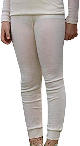 Kids Leggings Pajama Pants Thermal Base Layer, Organic Merino Wool Silk, Sizes 2-10 Years