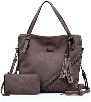 Siena Dual Pattern Soft Leatherette Large Tote TT018 (Brown)