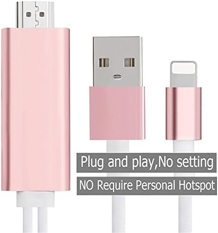 Sunnystore 1080P Plug and Play to HDMI TV HDTV AV Adapter Cable for iPhone 5 5S SE 6 6S 6 Plus 6S Plus 7 7 Plus iPad Mini Air USB to HDMI MHL Connection (Rosy Gold)