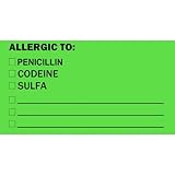 Allergic To: Medical Label Fluorescent Green 2x1
