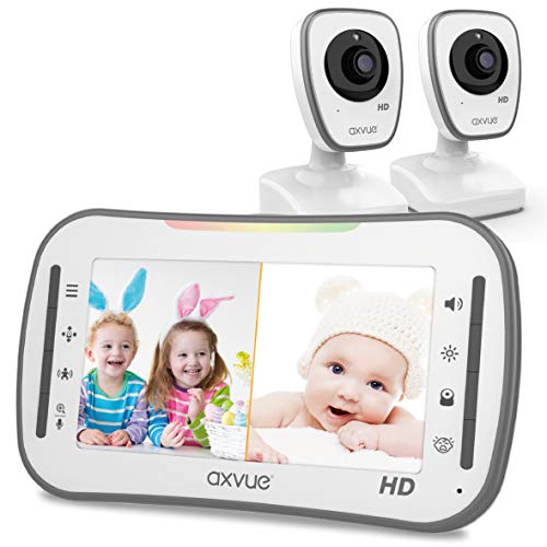HD-Video-Baby-Monitor-AXVUE-720P-5-HD-Display-IPS-Screen-2-HD-Cams-12-Hours-Battery-Life-1000ft-Range-2-Way-Communication-Secure-Privacy-Wireless-Technology