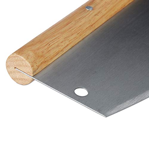 Relaxdays Pizza weegmes, roestvrij staal pizzasnijder met houten handvat, 1 lemmet met beschermhoes, H x B x : 12 x 35… - Afbeelding 8