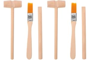 TEHAUX 2 Sets Excavation Tools for Kids, Wooden Dinosaur Digging Tools Including Wooden Digging Hammer Chisel Brush for Gems 