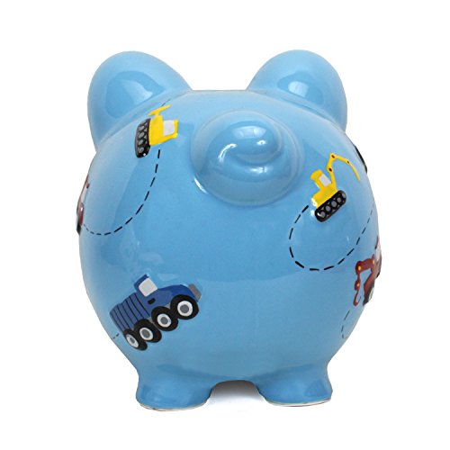 Child to Cherish Piggy Bank Large, Blue Construction