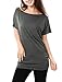 Allegra K Women Rhinestone Decor Scoop Neck Batwing Sleeves Tunic Top Dark Gray L (US 14)