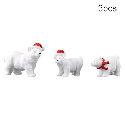 ekqw015l Miniature Garden Ornaments,3Pcs Resin Polar Bear Animal Figurine DIY Miniature Fairy Garden Plant Decor Mini Animals Miniature Figurines Animals Model Ornament Accessories for Home Decor 3pcs